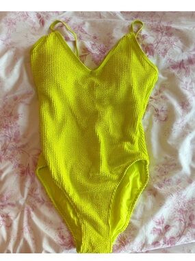 No Boundaries Neon Yellow Textured One-Piece